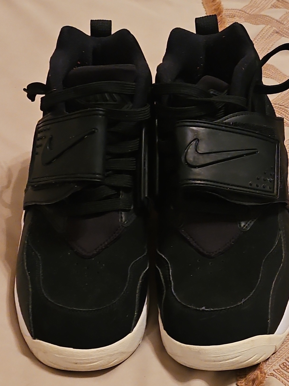 Nike Men’s Black Strap Athletic Sneakers with White Sole